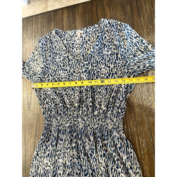 Reba Blue Animal Print Midi Dress Size Small Boho Chic - Picture 8 of 16